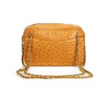 Chanel Brown Ostrich Shoulder Bag