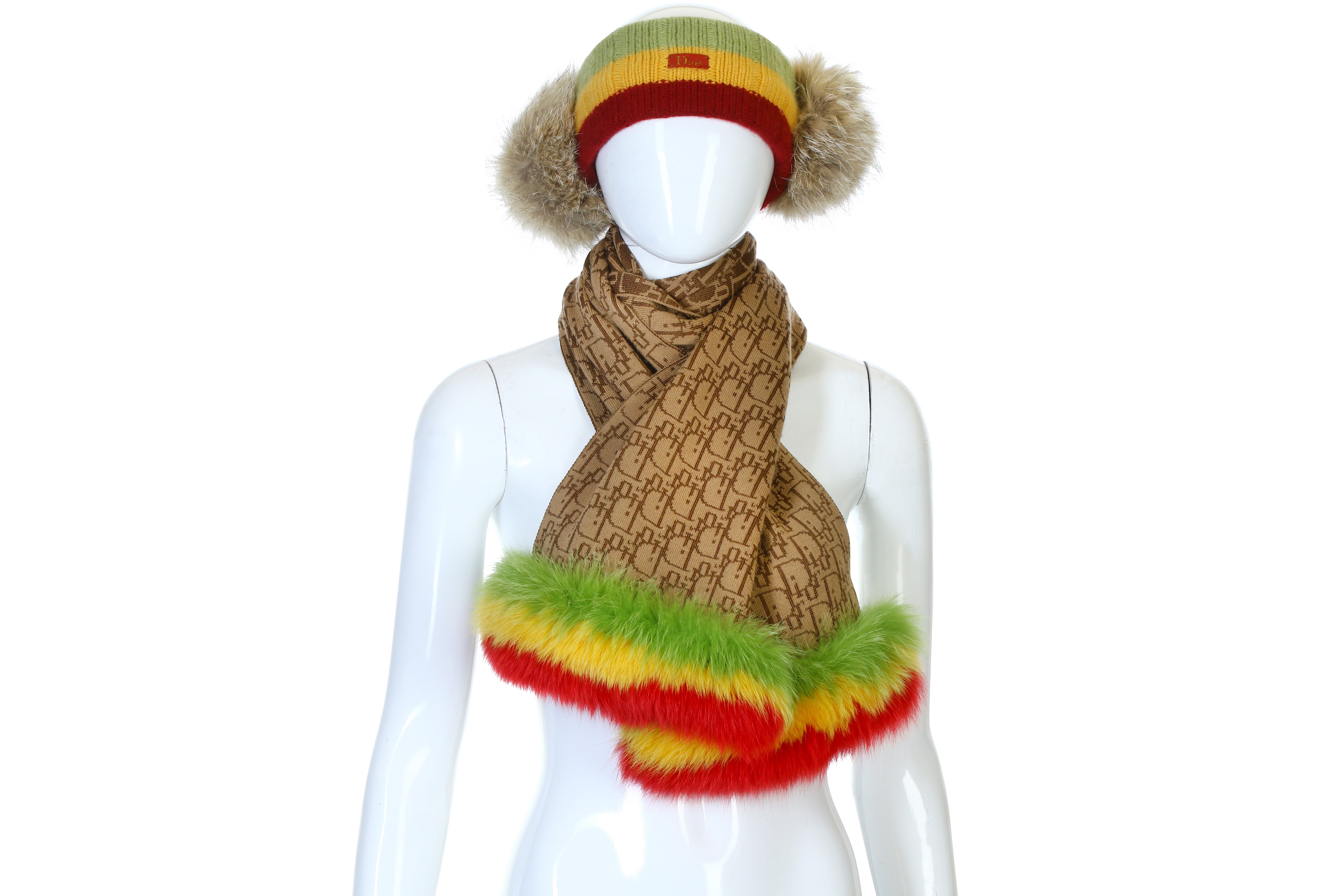 Christian Dior Rasta Collection Scarf and Ear Warmer - Image 2 of 10