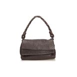 Bottega Veneta Brown Double Flap Shoulder Bag