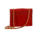 Chanel Crimson Suede Shoulder Bag