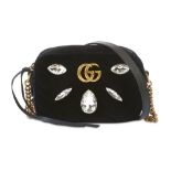 Gucci Black Velvet Matelassé Mini GG Marmont