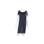 Chanel Navy Pleated Slip Dress