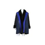 Yves Saint Laurent Fourrures Blue and Black Coat