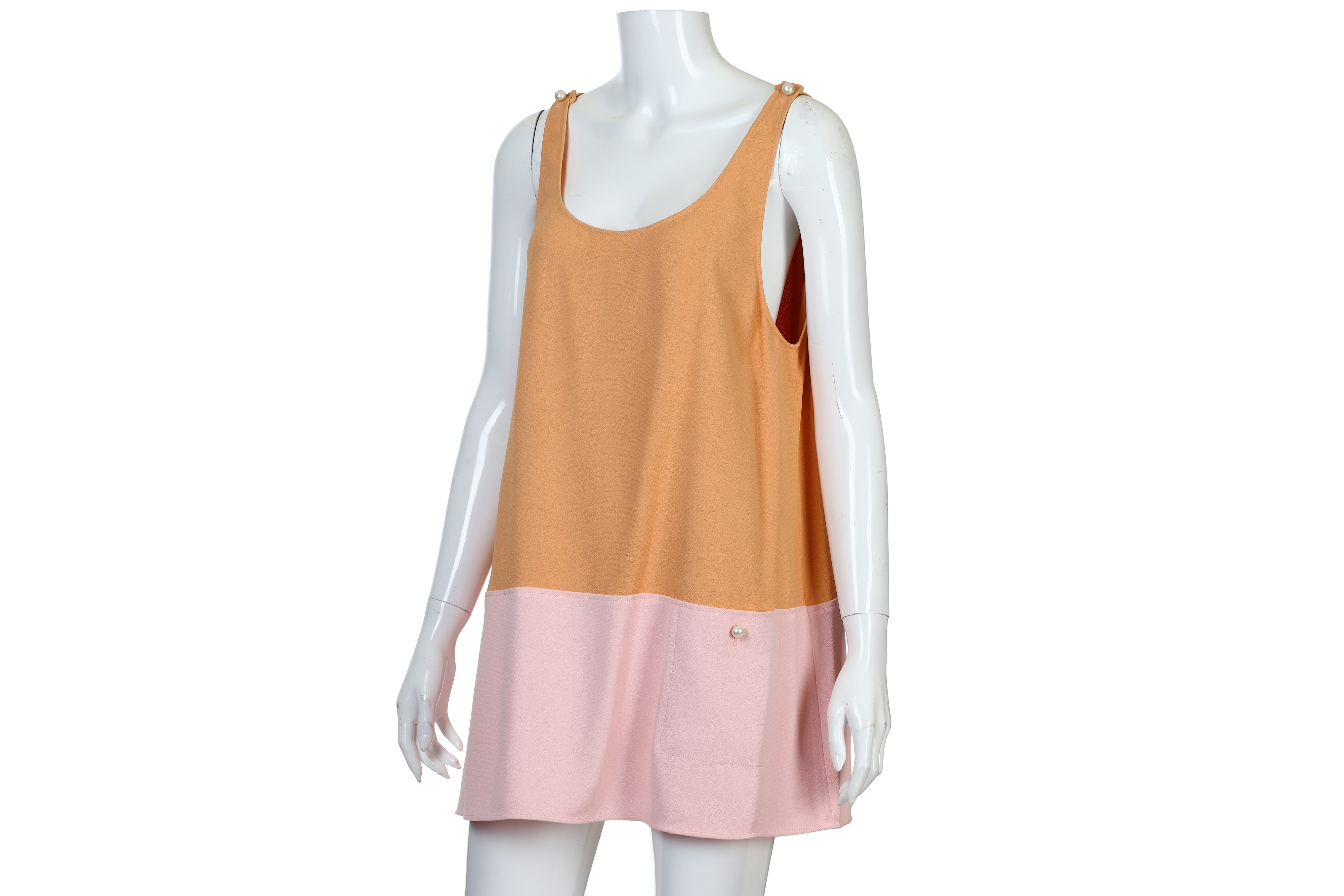 Chanel Orange and Pink Crepe Top/Dress - Image 3 of 5