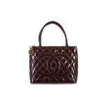 Chanel Burgundy Patent Medallion Tote