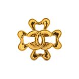 Chanel Gilt Four Leaf Clover Brooch