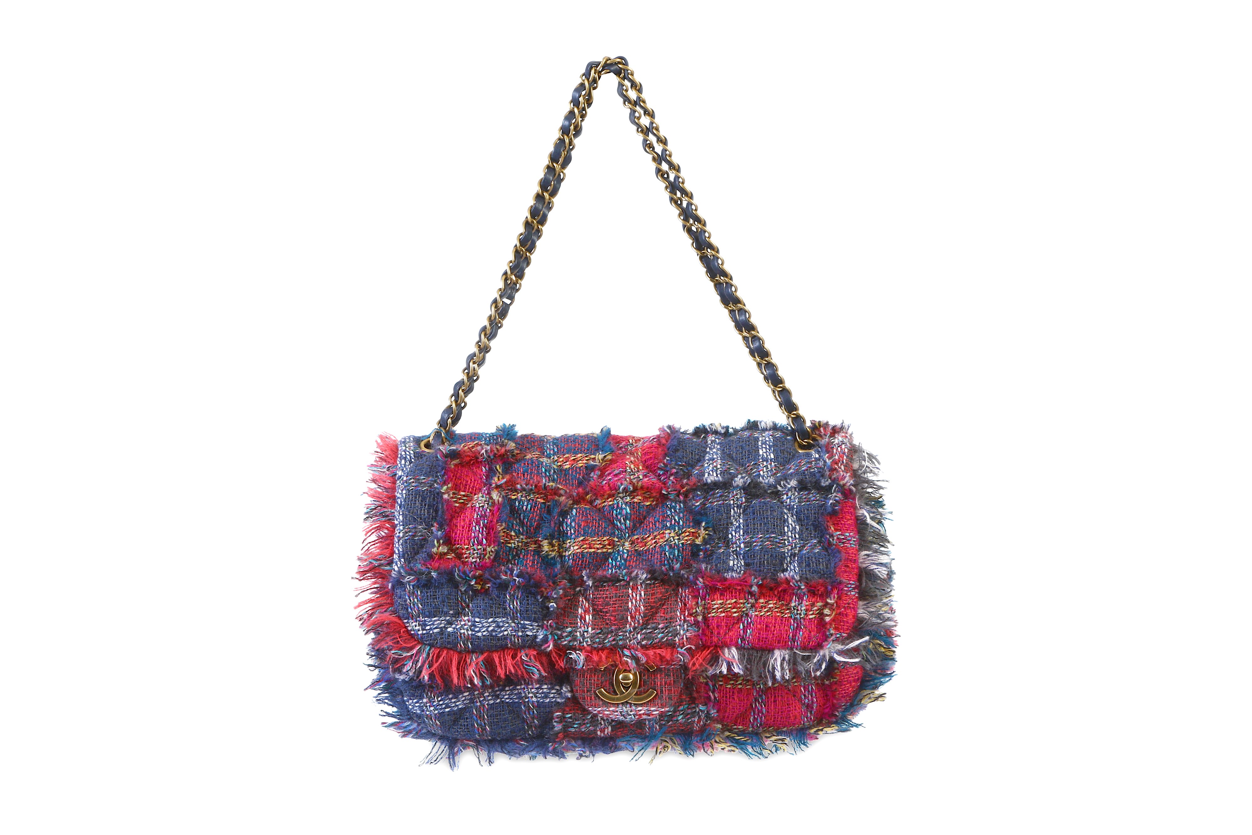 Chanel Pink and Blue Tweed Jumbo Flap Bag - Image 2 of 8