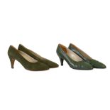 Two Pairs of Vintage Green Chanel Heels