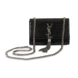 Saint Laurent Black Embossed Medium Kate Bag