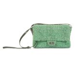 Chanel Green Easy Tweed Jumbo Messenger Bag
