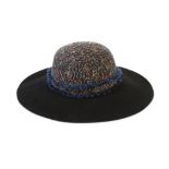 Chanel Black Felt and Tweed Fedora