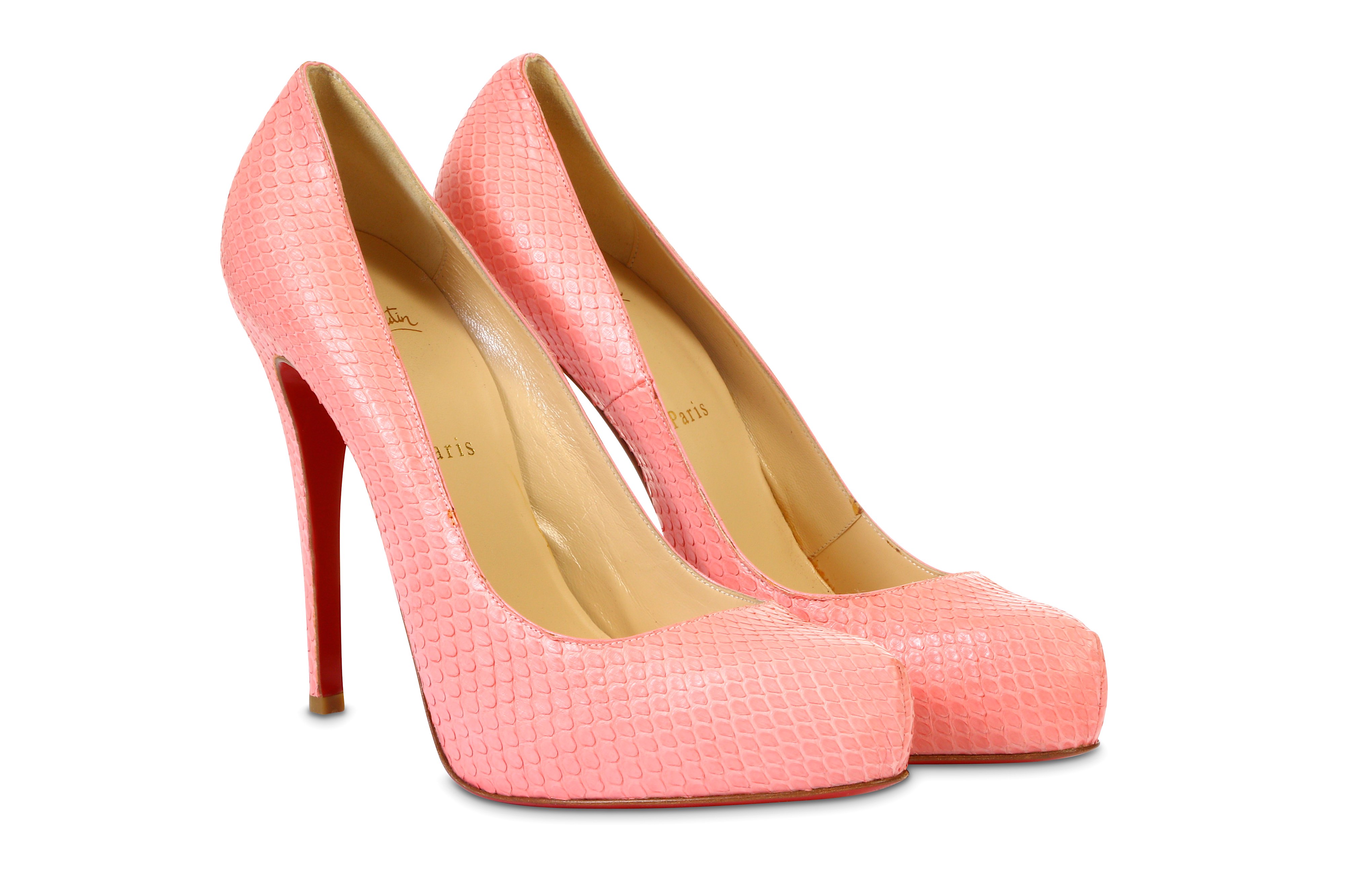 Christian Louboutin Pink Python Rolando 130