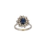 A sapphire and diamond cluster ring