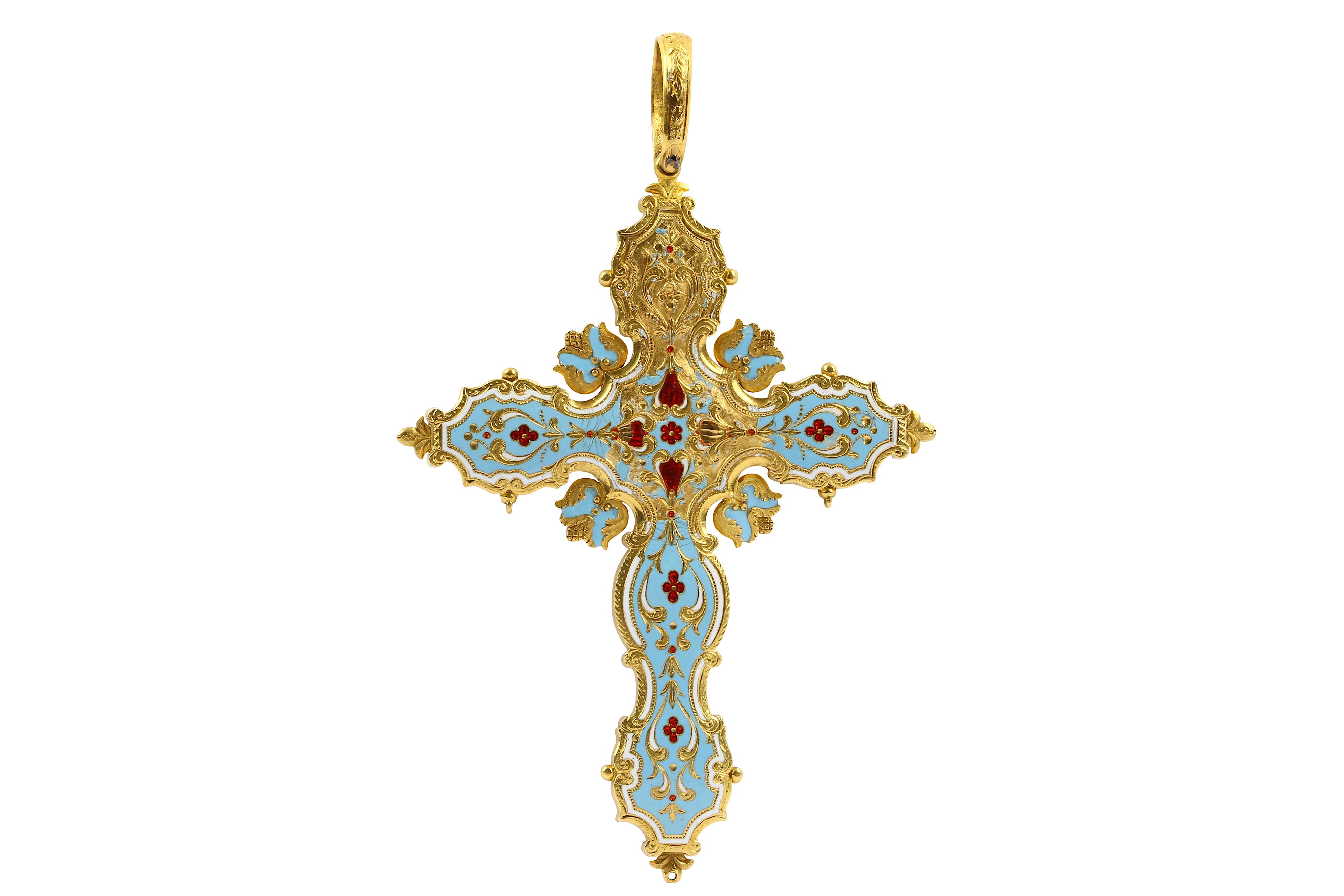 A garnet and enamel cross - Image 2 of 2