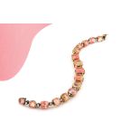 A diamond, padparadscha and fancy-coloured sapphire bracelet