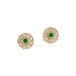 A pair of diamond and interchangeable gem-set earstuds