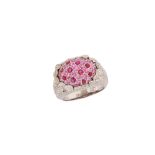 A pink sapphire, ruby and diamond ring, by Carrera y Carrera