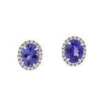 A pair of tanzanite and diamond earstuds