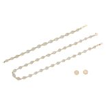 A moonstone necklace, bracelet and earring suite