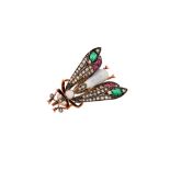 A late 19th century gem-set insect brooch