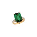 A tourmaline and diamond ring