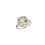 A green quartz and diamond dress ring, by Boodles