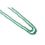 An emerald bead and seed pearl necklace