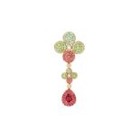 A multi-coloured tourmaline and diamond pendant