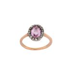 A 19th century pink topaz and diamond ring