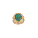 An opal and diamond dress ring