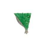 A diamond and jadeite clip