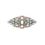 A mid 20th century aquamarine and diamond brooch