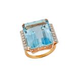 An aquamarine and diamond ring, 1989