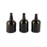 Three 18th Century English wine bottles, J Astley