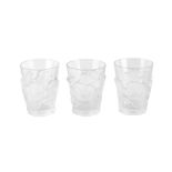 A set of three Lalique double old fashioned glasse