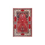 AN EXTREMELY FINE SILK QUM PRAYER RUG, CENTRAL PERSIA