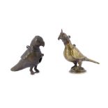 TWO BIRD-SHAPED BRONZE FINIALS