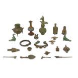 *A GROUP OF TWENTY-ONE MISCELLANEOUS SMALL BRONZE ITEMS AND FRAGMENTS