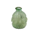 A MOULD-BLOWN LIGHT GREEN GLASS VASE