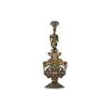 A LARGE PARCEL-GILT SILVER REPOUSSÉ ROSEWATER SPRINKLER (GULABPASH)