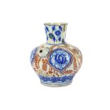 *A SAFAVID BLUE AND RED POTTERY WATER PIPE BASE (QALYAN)