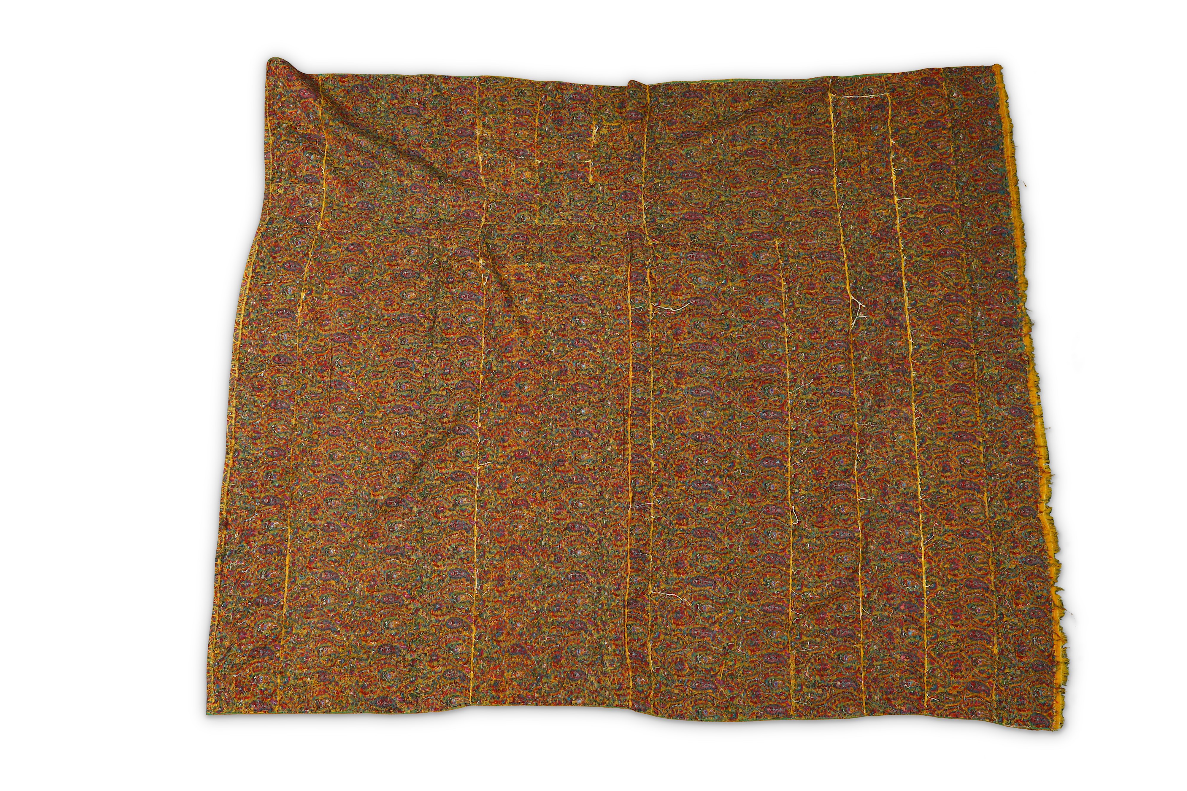 A LENGTH OF YELLOW TERMEH SHAWL CLOTH - Image 3 of 4