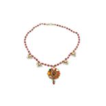 A SPINEL AND NAVRATNA GEM-SET NECKLACE