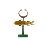 A FISH-SHAPED SILVER GILT PROCESSIONAL STANDARD FINIAL ('ALAM)