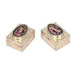 *TWO SILVER BOXES WITH PAINTED ENAMEL PORTRAITS