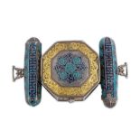 AN OCTAGONAL ENAMELLED SILVER BAZUBAND (ARM-BAND)