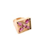 A 9ct gold gem-set dress ring