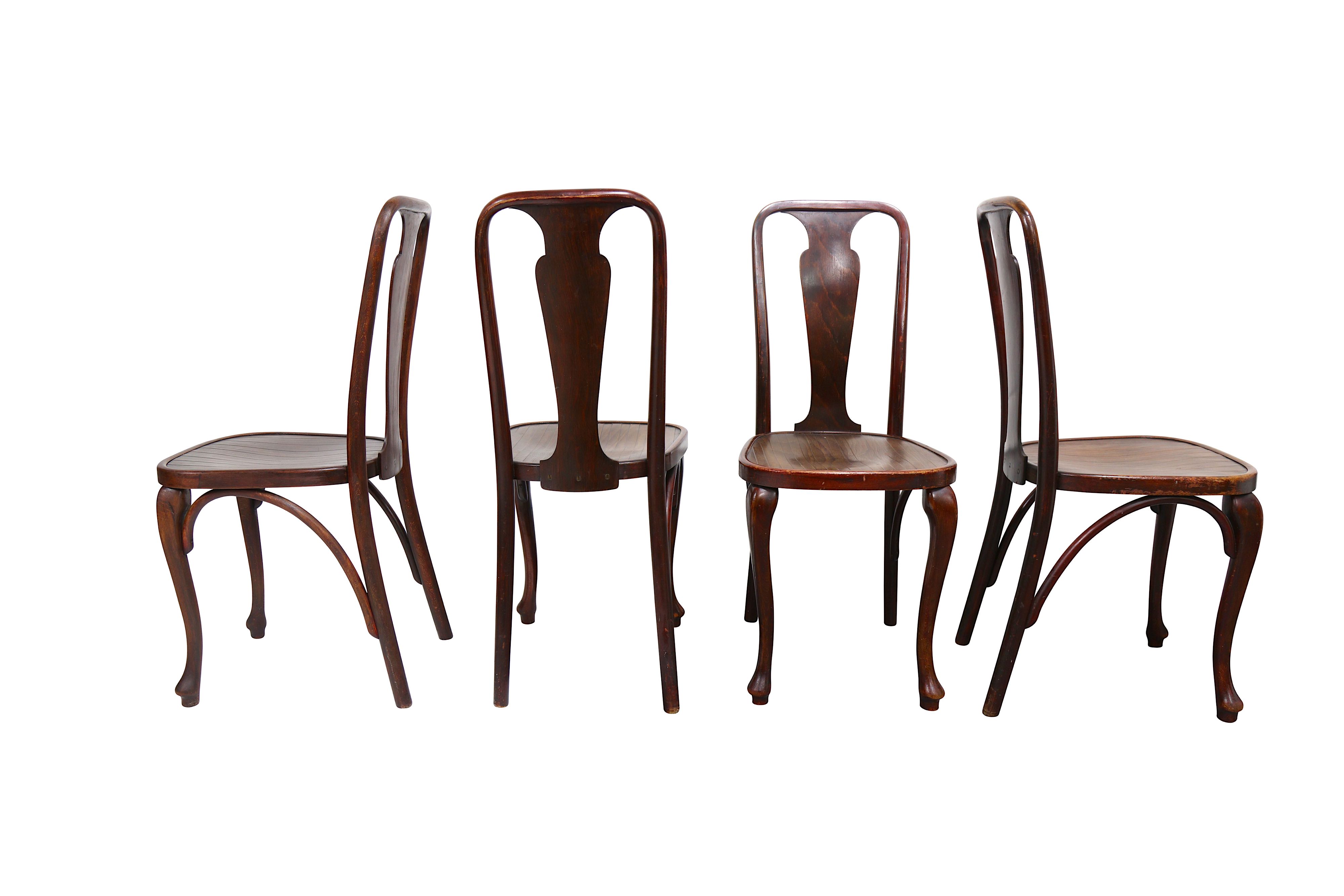 THONET: A Rare set of four Chairs, Austria 1920s