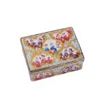 A mid-18th century German enamel chinoiserie snuff box, Berlin circa 1750 by Fromery, with Louis XV