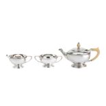 A George VI sterling silver three-piece tea service, Sheffield 1937 by Mappin & Webb